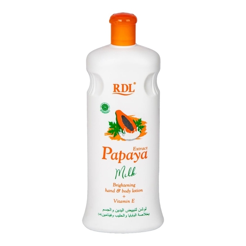 600ML RDL PAPAYA MILK EXTRACT BRIGHTENING HAND & BODY LOTION WITH VITAMIN E BO255 - Made in Indonesia