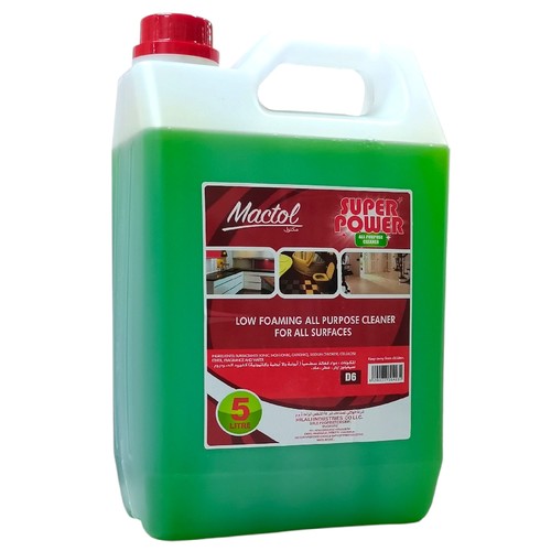 5L MACTOL SUPER POWER ALL PURPOSE CLEANER BO370 - Low foaming all purpose cleaner for all surfaces. Made in UAE