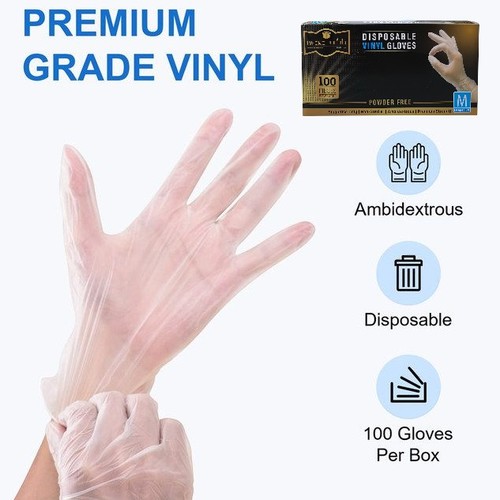 100-PIECE DISPOSABLE VINYL GLOVES BO382 - Disposable vinyl gloves power free