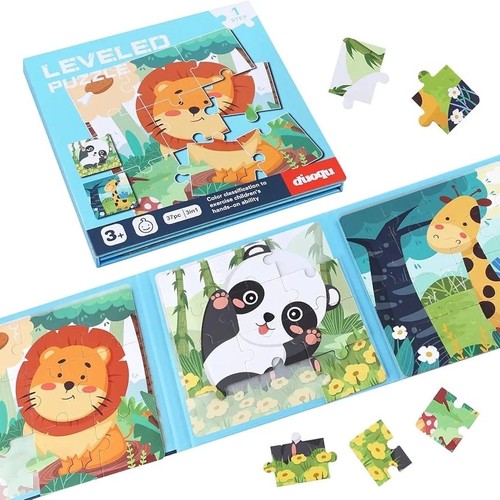 MAGNETIC PUZZLE-JUNGLE ANIMALS U188A - LEVELED PUZZLE - STEP 1 AGE:3+ COLOR CLASSIFICATION TO EXERCISE CHILDREN'S HANDS-ON ABILITY