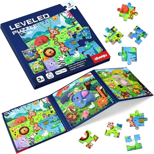 MAGNETIC PUZZLE - JUNGLE ANIMALS U188E - LEVELED PUZZLE - STEP 3 AGE:3+ COLOR CLASSIFICATION TO EXERCISE CHILDREN'S HANDS-ON ABILITY