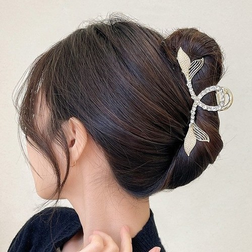 GOLDEN DOUBLE MERMAID TAIL U252 - Metal hairclip - 11cm