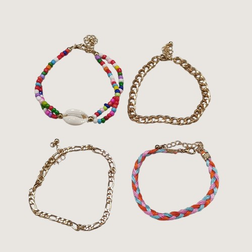 4-PIECE BOHEMIAN STYLE ANKLET COLORFUL SET / S680C - Ankle bracelet