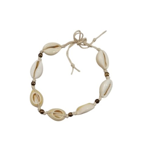 NATURAL COWRIE SHELL ADJUSTABLE BRACELET S680G - Ankle bracelet