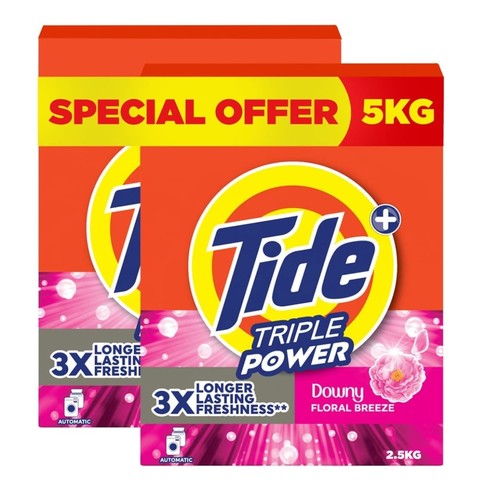 2-PIECE 2.25KG TIDE TRIPLE POWER DOWNY FLORAL BREEZE BO387 - For automatic washing machine
