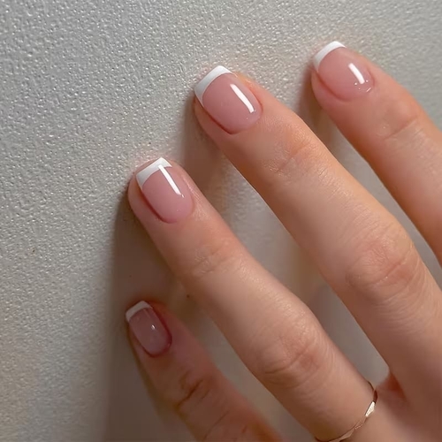 24PCS SHORT SQUARE PRESS ON FAKE NAILS S121B - Color: baby pink