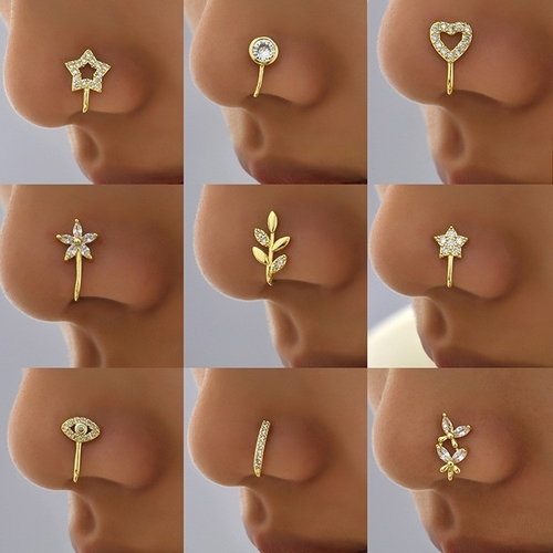 U SHAPED NOSE RING S904 - Gold plated nose ring