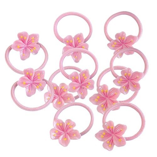 10-PIECE MINI FLOWER HAIR TIES / U311B - Floral hair tie