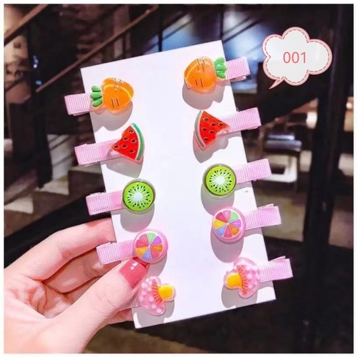 GIRL'S HAIRPINS / F338 - Colorful hairpins-plants 10pcs in 1pack