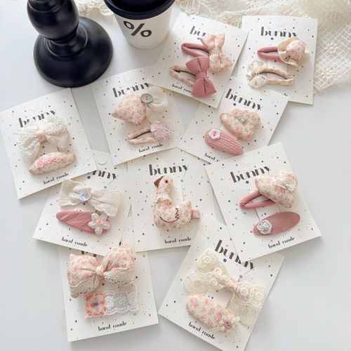 TWO-PIECE HAND MADE FABRIC HAIRCLIP / U213 - Material: fabric and metal