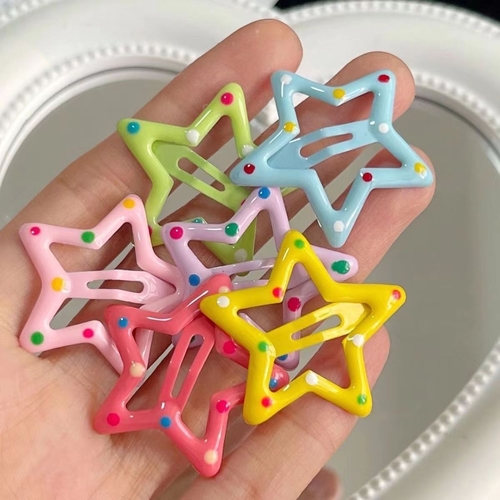 6-PIECE STAR HAIRPIN / U222B - 6pcs in 1pack assorted color