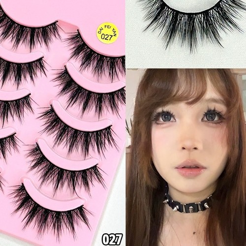 FALSE EYELASHES 027 - U439 - 5 PAIRS IN 1 PACK Style:spiky, wispy, and multi-layered, providing a full, bold appearance.