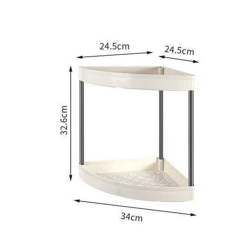 2 LAYER SPACE SAVING CORNER SHELF 34X24.5X32.6CM U66 - Corner shelf-triangle shaped