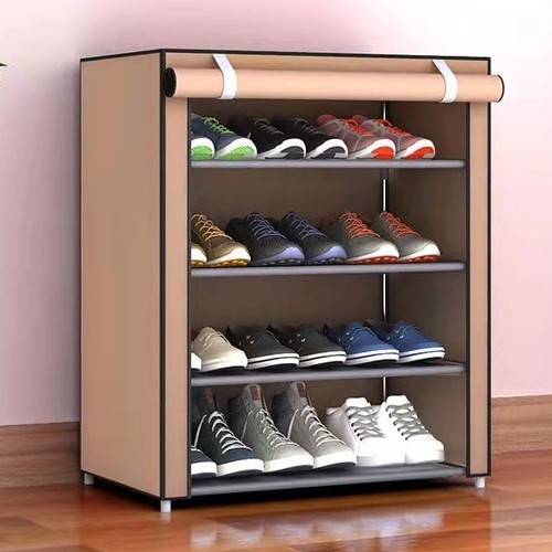 4 LAYER PORTABLE FABRIC SHOE RACK 59X29X74CM U305 - Clothes / shoes wardrobe Color: brown