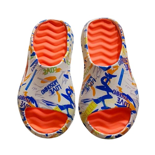 BEIGE BEACH SANDALS WITH LOVE MOSOHINO PRINT F187 - BEIGE BEACH SANDALS WITH LOVE MOSOHINO PRINT