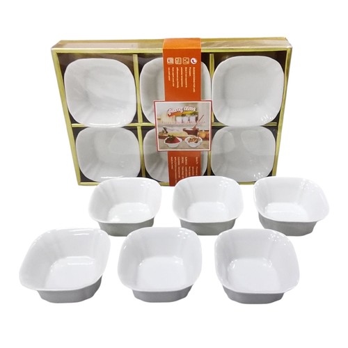 6-PIECE SQUARE PORCELAIN SOUP BOWL WITHOUT SPOON BO398 - 6-PIECE SQUARE PORCELAIN SOUP BOWL WITHOUT SPOONSurface: lead&cadmium free glaze Application: oven, microwave, freezer usable&nbsp; Made in China