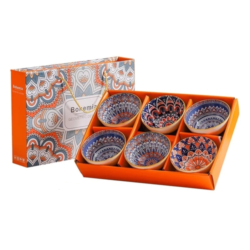 6-PIECE BOHEMIAN STYLE SOUP CUP BO424 - Lengthxheight: 11.5x5.5cm