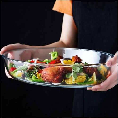 3.0L DIAMONDS BOROSILICATE GLASS BAKING DISH 35X24X6.5CM BO429 - Shape: oval