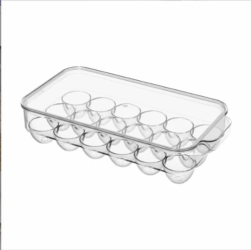 TRANSPARENT EGG STORAGE BOX WITH COVER BO445 - Capacity:18pcs