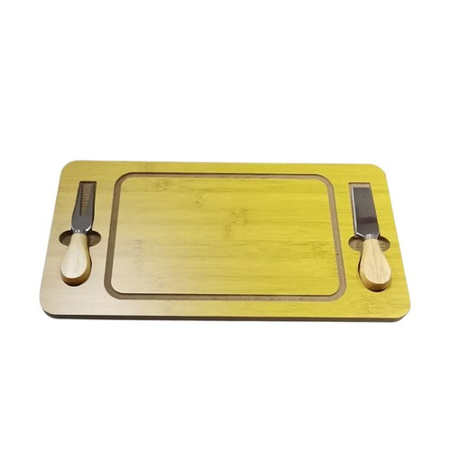 RECTANGLE BAMBOO CHEESE BOARD AND KNIFE SET 36.5X19X1.3CM BO447 - BAMBOO CHEESE BOARD AND KNIFE SET 36.5X19X1.3CM