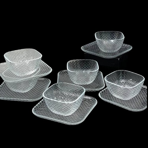 12-PIECE SET SQUARE PLATES AND BOWLS BO452 - 6pcs plates 6pcs bowls