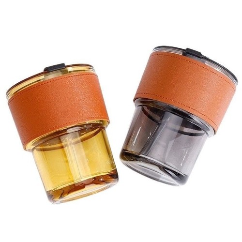 SLUB GLASS CUP WITH LID BO457 - Drinkware for coffee, juice or cocktails.&nbsp; Without straw