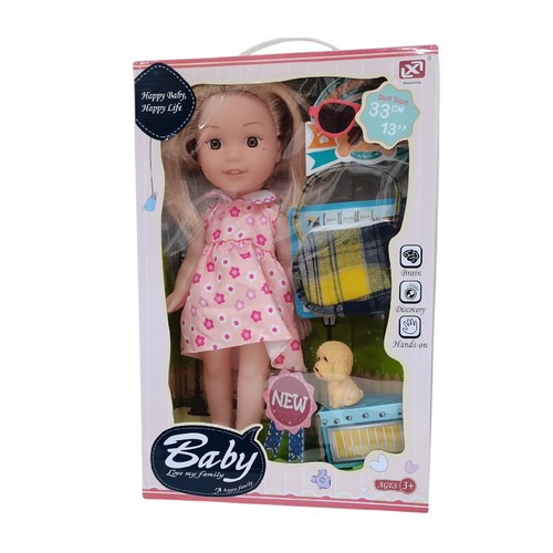 BABY DOLL SET 7171-2 - Doll set with pet doll size: 33cm(13