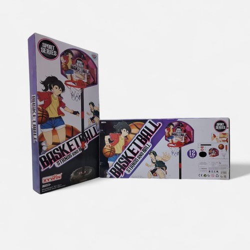 BASKETBALL SET VS2264 - 12PCS IN 1 SET
 Ages 3+ Bbackboard:38x31cm Basketball stand:165cn(high)