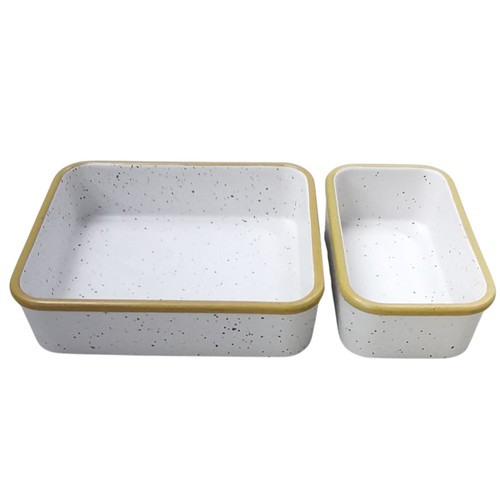 2-PIECE BAKEWARE SET BO521 - Crafted from high-quality stoneware for durability and excellent heat retention.&nbsp; Oven safe up to 450°F, as well as being dishwasher and microwave safe.