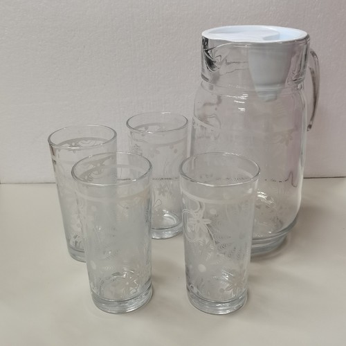5-PIECE DALIA DRINK SET BO525 - 1 Pitcher 1.5liter 4 Tumbler 250mlSaudi Made