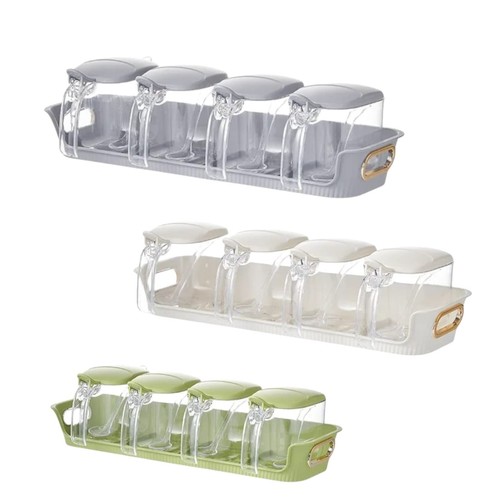 1 SET SEASONING & SPICES JARS BO539 - 4 pcs seasoning jar with 1 tray