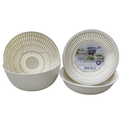 4-PIECE SET PLASTIC DOUBLE-LAYER KITCHEN STRAINER BOWLS BO540 - 2 bowls and 2 strainers