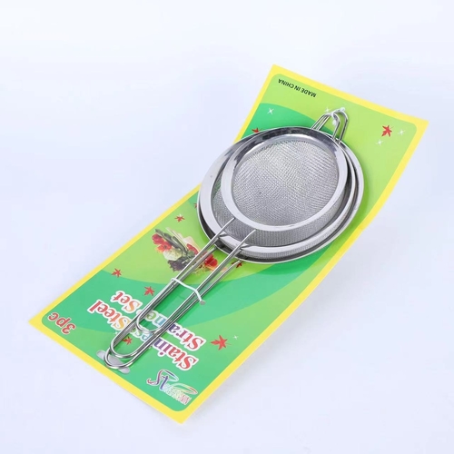 3-PIECE STAINLESS STEEL STRAINER SET BO561 - 3-PIECE STAINLESS STEEL STRAINER SET1pc 12cm 1pc 14cm 1pc 18cm