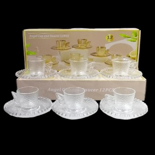 12-PIECE SET ANGEL CUP AND SAUCER BO563 - 6pcs cup 6pcs saucer