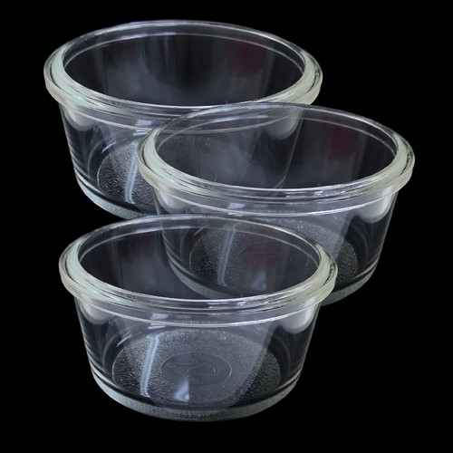 3-PIECE ROUND GLASS BAKEWARE DISHES BO584 - Diameter: 11.5cm Height: 5.3cm