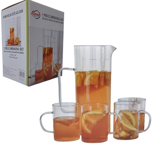 5-PIECE DRINKING SET BO692 - Material : BOROSILICATE GLASS 1*PITHCER 1.6L 4*CUPS 350ML EACH