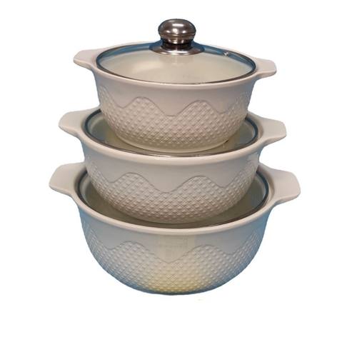 3-PIECE CERAMIC SOUP POT BO583 / SET B
