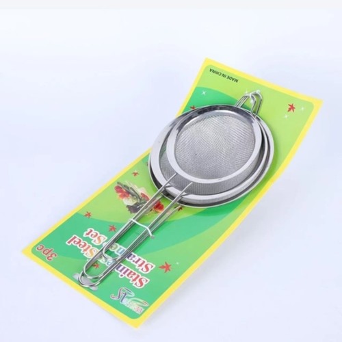 3-PIECE STAINLESS STEEL STRAINER SET BO756 - 1pc 8cm 1pc 10cm 1pc 12cm