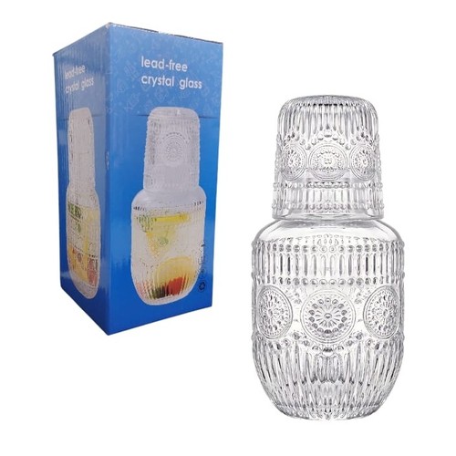 BEDSIDE WATER CARAFE AND TUMBLER SET BO794 - Material: lead-free crystal glassCapacity:500ml(carafe)&nbsp;145ml (tumbler cup)
