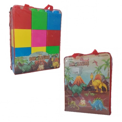 DINOSAURS BUILDING BLOCKS SV729-371 - 10pcs blocks with dinosaur sticker Ages 18 months and above