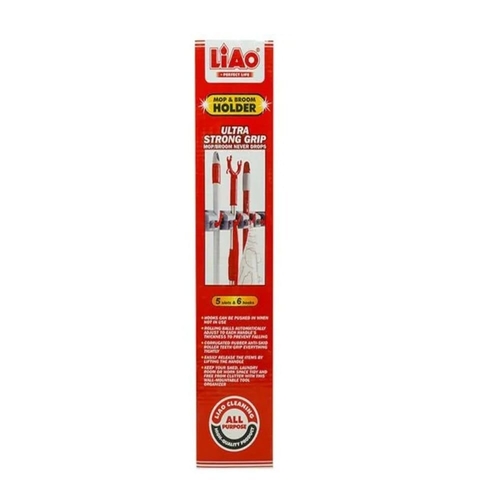 LIAO MOP & BROOM HOLDER BO846 - 5 slots & 6 hooks