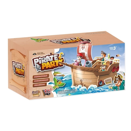 PIRATE PARTY 2-IN-1 TRANSFORMING PIRATE SHIP PLAYSET VS0776 - An interactive toy designed for children typically aged 3 and up. Skill development - the toy is designed to help exercise creativity, imagination, and storytelling skills through role-play.