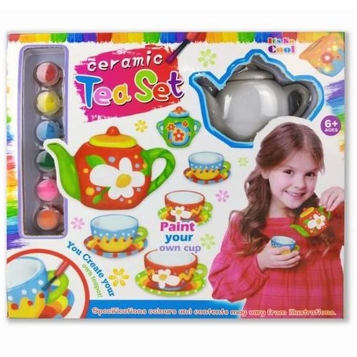CERAMIC TEA SET 69016 - CERAMIC TEA SET - PAINT YOUR OWN CUP AGES 6 YRS OLD AND UP