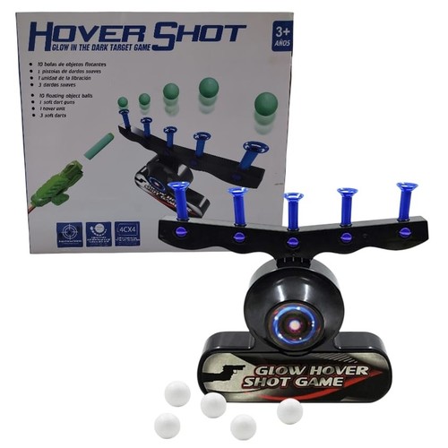 HOVER SHOT-GLOW IN THE DARK TARGET GAME 9141 - 10 floating object balls 1 soft dart guns 1 hover unit 3 soft dartsAges 3+