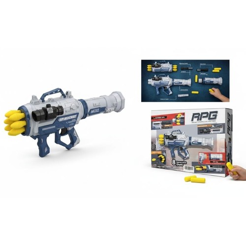 SOFT BULLET ROCKET LAUNCHER TOY GUN FJ9001 - Ages 6+ Uses 3x1.5 