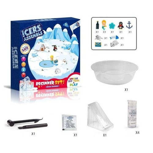 SNOW ICE WONDER ASSEMBLE BEGINNERS TRAINING SET 7612-2 - A DIY ASSEMBLY PLAYSET THEMED AROUND A SNOWY ICE LANDSCAPE FEATURING PENGUINS.DESIGNED FOR BRAIN TRAINING TO IMPROVE CHILDREN'S HAND-EYE COORDINATION, IMAGINATION, AND CREATIVITY.&nbsp; AGES 3 AND UP