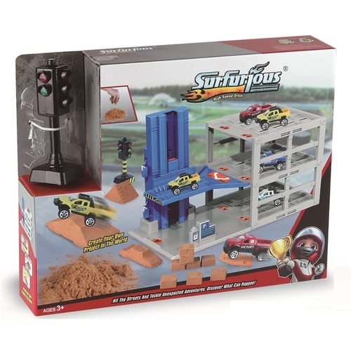 PARKING GARAGE TOY PLAYSET 9977-31 - Suitable for children aged 3 and up Features: includes a multilayer garage structure, alloy racing cars, and a traffice light accessory.