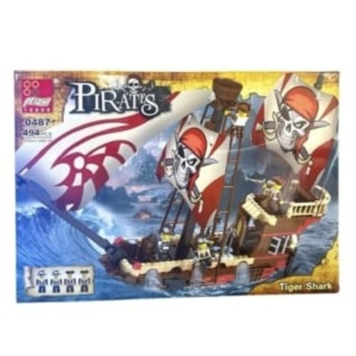 PEIZHI PIRATE SHIP-TIGER SHARK BUILDING BLOCK SET 0487 - 494-piece set Ages 6 yrs and older