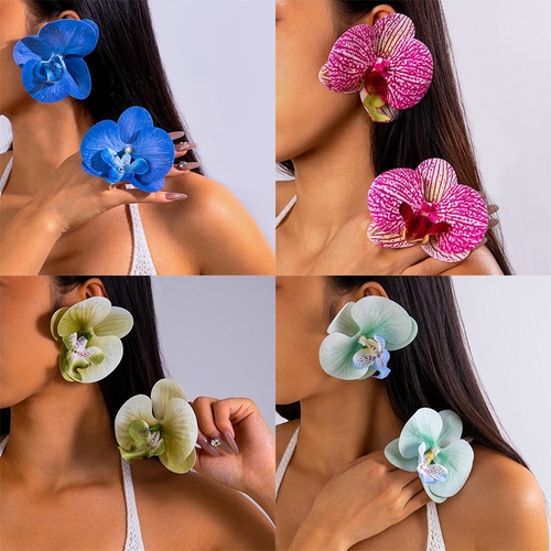 FASHIONABLE BUTTERFLY ORCHID EARRINGS S245/F002