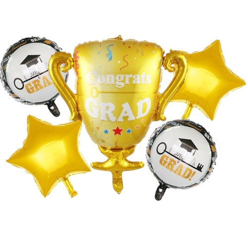 5-PIECE GRADUATION FOIL BALLOON SET TZ-BY5009 - Including:2pcs star shape 18